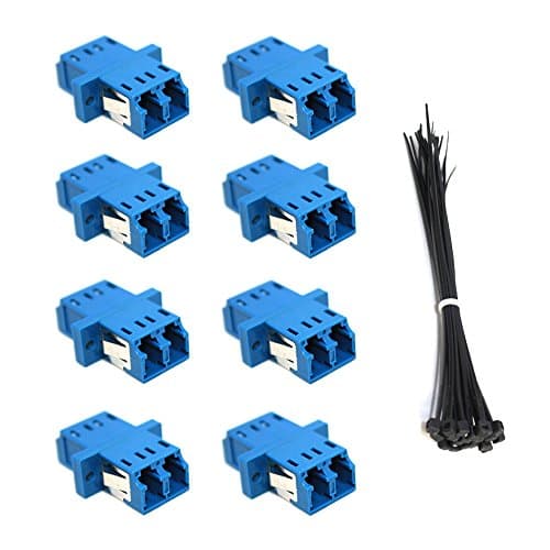 Modus LC to LC Coupler Fiber Optic Adapter Singlemode Multimode 8 Pack Plus Comes with 20 Zip Ties
