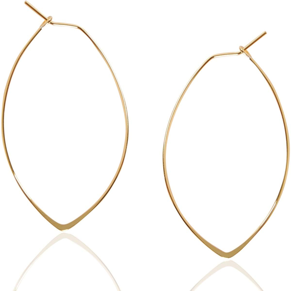 Marquise Threader Big Hoop Earrings for Women - Hypoallergenic and Safe for Sensitive Ears - Plated in 18k Gold or 925 Sterling Silver