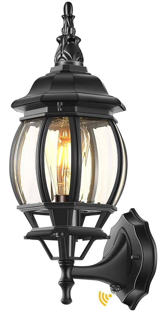 VIANIS Outdoor Wall Lights, Dusk to Dawn Outdoor Garage Light Wall Mount, Black Exterior Light Fixture for House, Exterior Sconce Lights for Coach, Waterproof Outside Porch Lights Wall Lantern Lamp