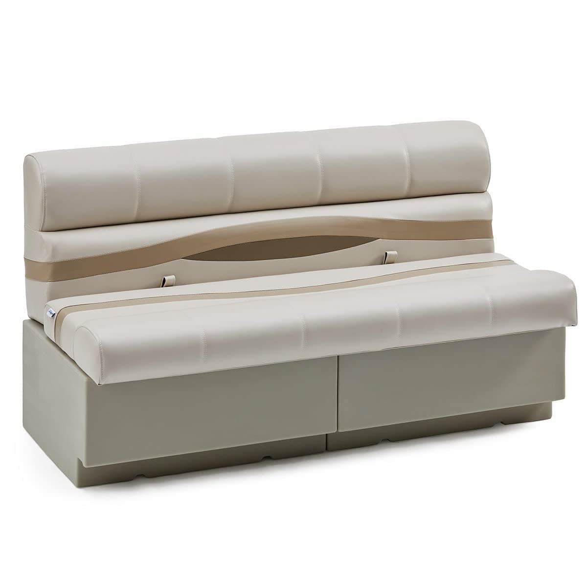 DeckMate Complete 55" Premium Pontoon Boat Seat Bench and Base - Ivory, Tan and Beige