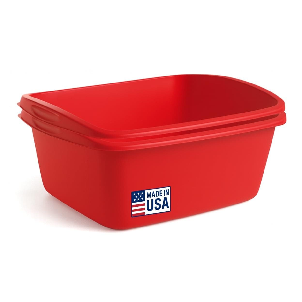 2-Pack Dish Pans for Kitchen Sink, Plastic Tub Dishpan Wash Basin and Foot Bath for Soaking Feet, Wash Bucket for Washing and Storage Cleaning Supplies - 12 Quarts - Heavy Duty - (Red)