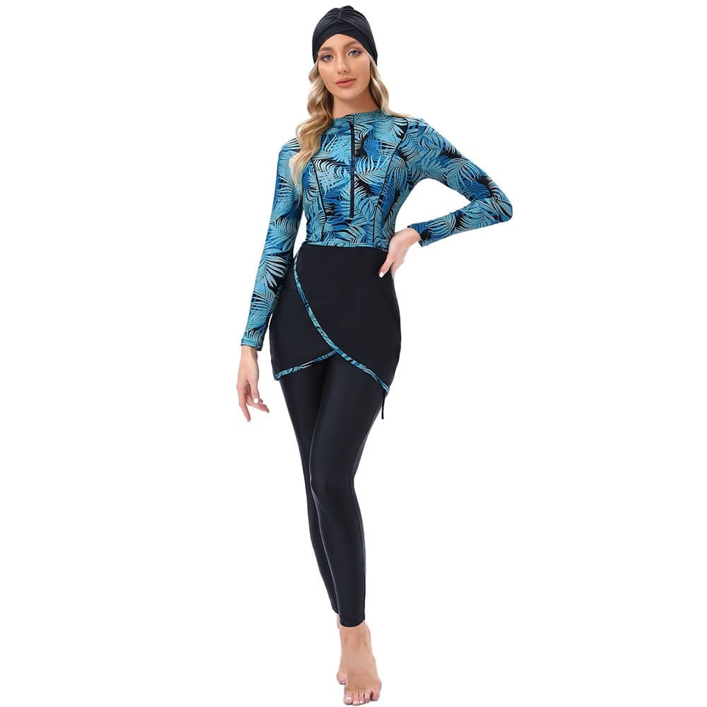 Women Burkini Swimsuits Modest Muslim Swimwear Islamic Long Sleeve Full Cover Hijab Top Swim Pants Bathing Suit