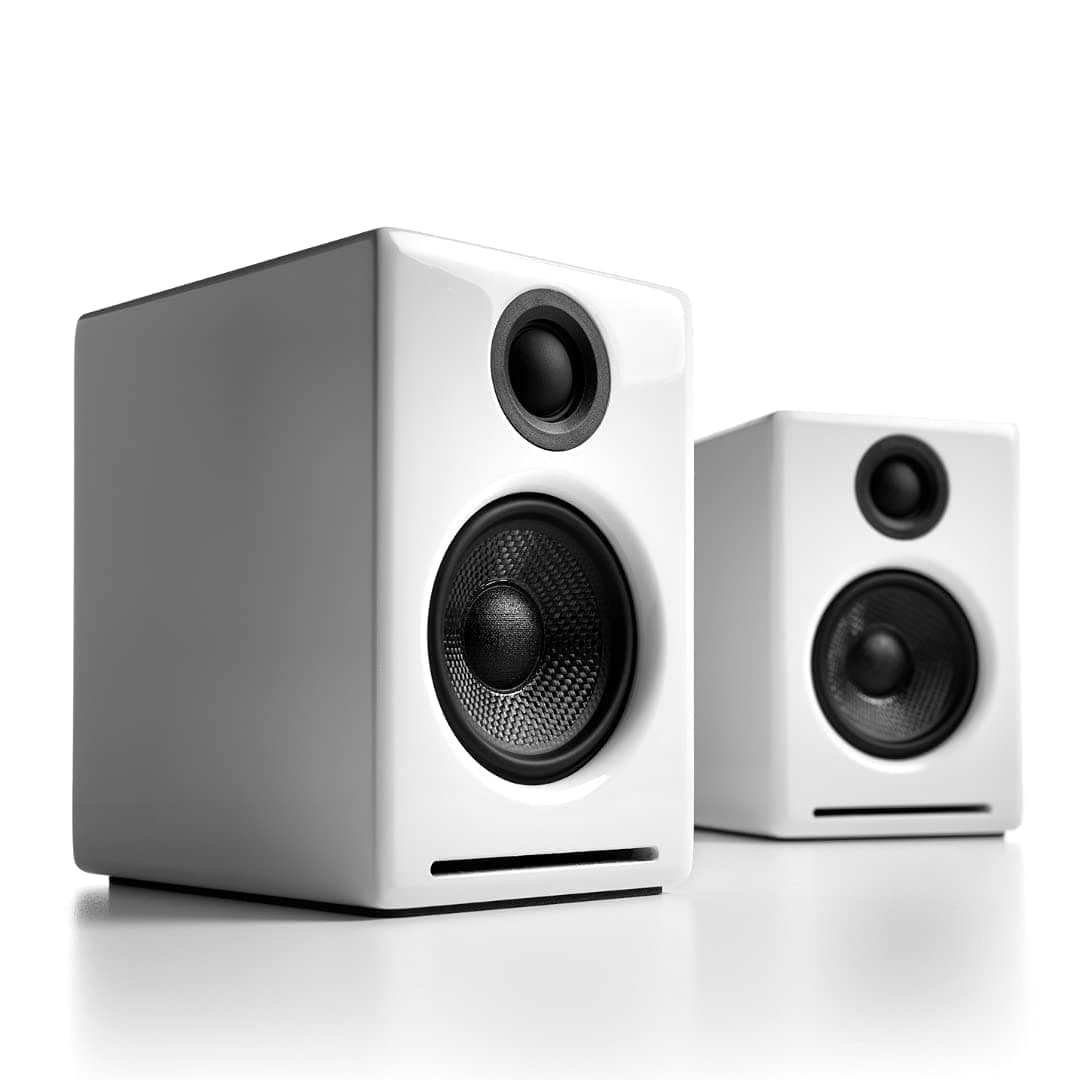 A2+ Wireless Bluetooth Computer Speakers - 60W Music System for Home, Studio, Gaming (White, Pair)