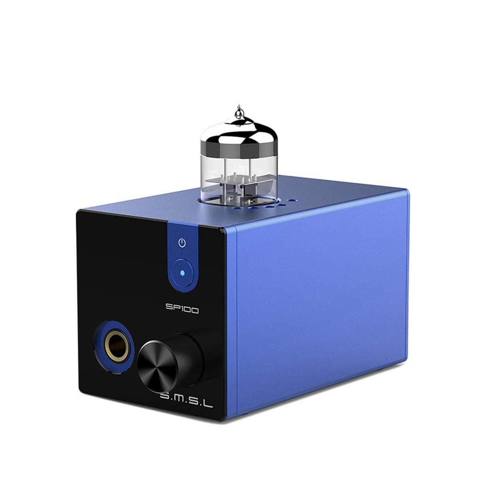 SMSL SP100 Vacuum Tube Headphone Amplifier Replaceable 6N3 Buffer HiFi Stereo Audio Desktop Amp Preamplifier Preamp (Blue)