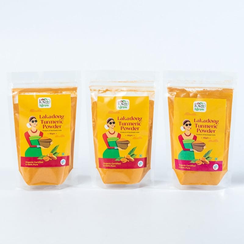 Iora Agrow Lakadong Turmeric Powder 85 gm Each | Curcumin-Rich Turmeric for Joint Health and Immunity | Natural Turmeric for Skin Health and Digestive Wellness | Pack of 3