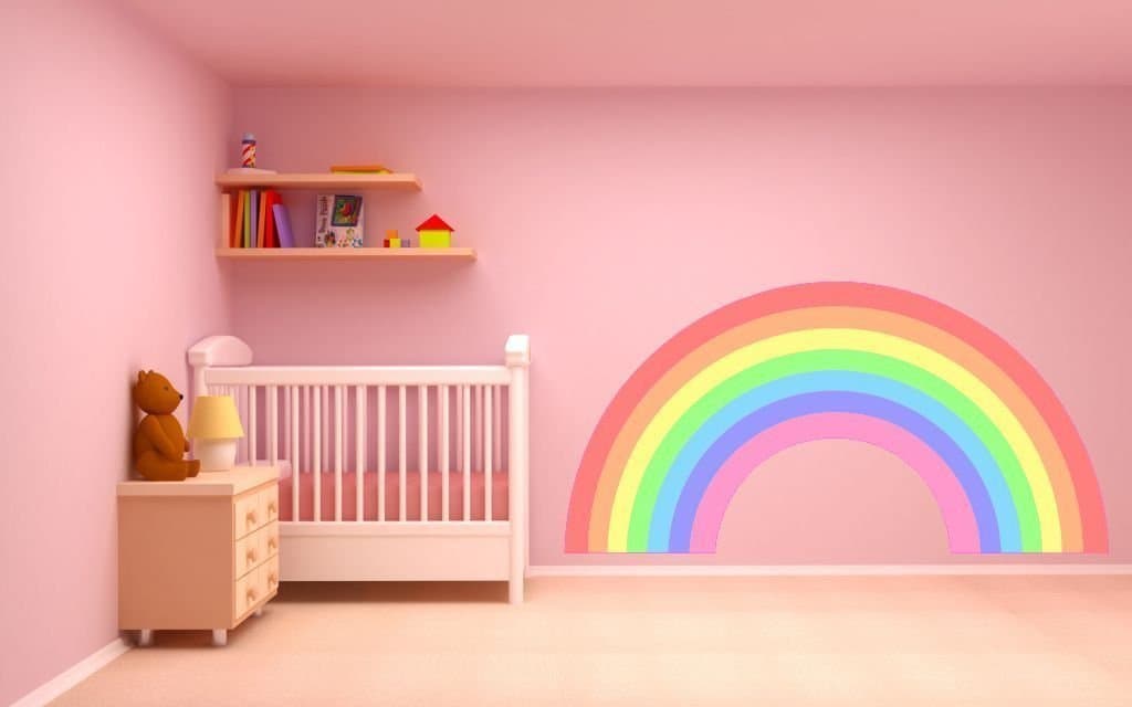 Pastel Rainbow Wall Sticker Decal Plain Children's Bedroom Nursery car Art Graphic 2 Sizes (Large - 140cm x 74cm)
