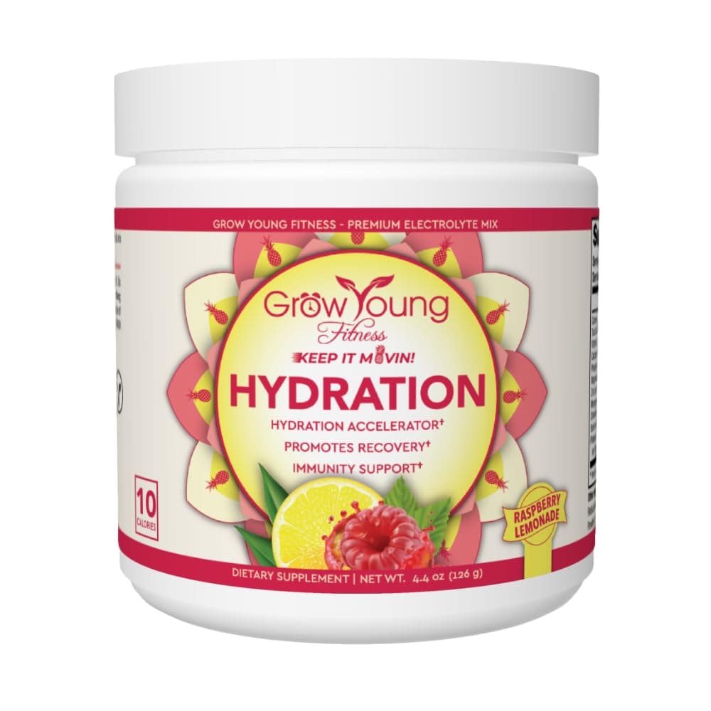 Grow Young Fitness Hydration Powder - Raspberry Lemonade, Premium Electrolyte Mix for Proactive Hydration, Vitamins and Sugar Free (1 Pack, 30 Servings)