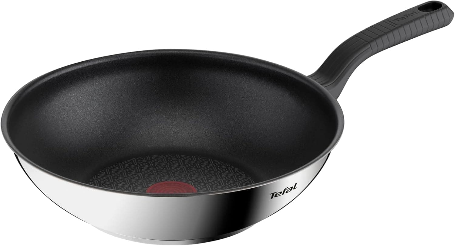 Tefal Comfort Max 28cm Stainless Steel Wok, Durable Non-Stick Pan with Thermo-Spot Heat Indicator, Induction Compatible Base, Comfortable Grip Handle, Dishwasher, G7261944