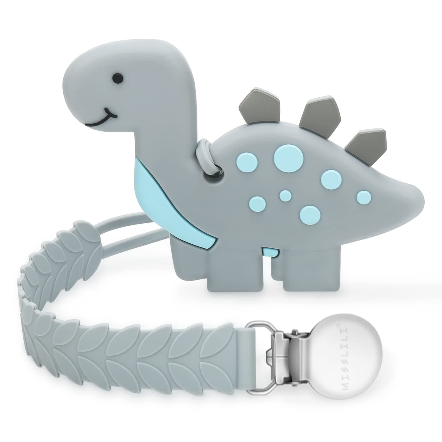 CLDY Teething Toys for Baby, Chew Toys for Autistic Children Dinosaur Grey, Baby Toys 3+ Months, Sensory Chew Toys, BPA Free Silicone Teether for Toddler Infant, Toddler Newborn Baby Shower Gifts