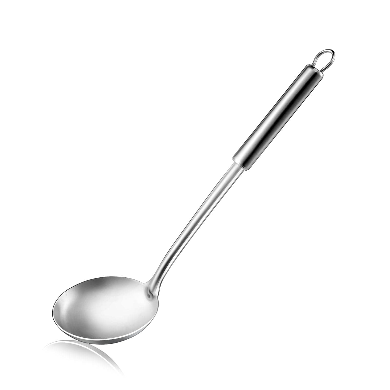 Pleafind Stainless Steel Wok Ladle (13.6 inch) - For Stirring, Portioning and Serving Soups - Dishwasher Safe