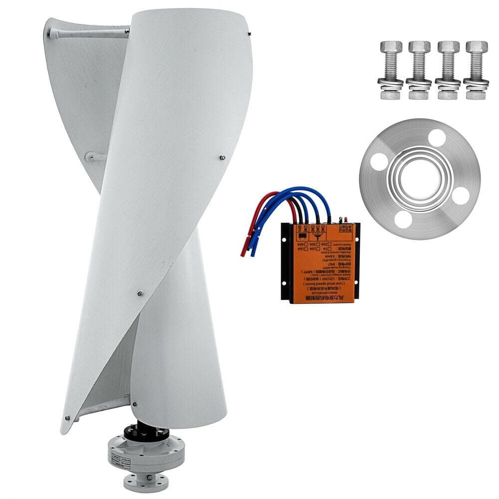 400W 12V Vertical Wind Turbine Generator Kit, Helix Maglev Axis Wind Turbine Generator with 2-Blades Wind Power Generator Kit with PWM Controller Windmill Generator System, White (12V)