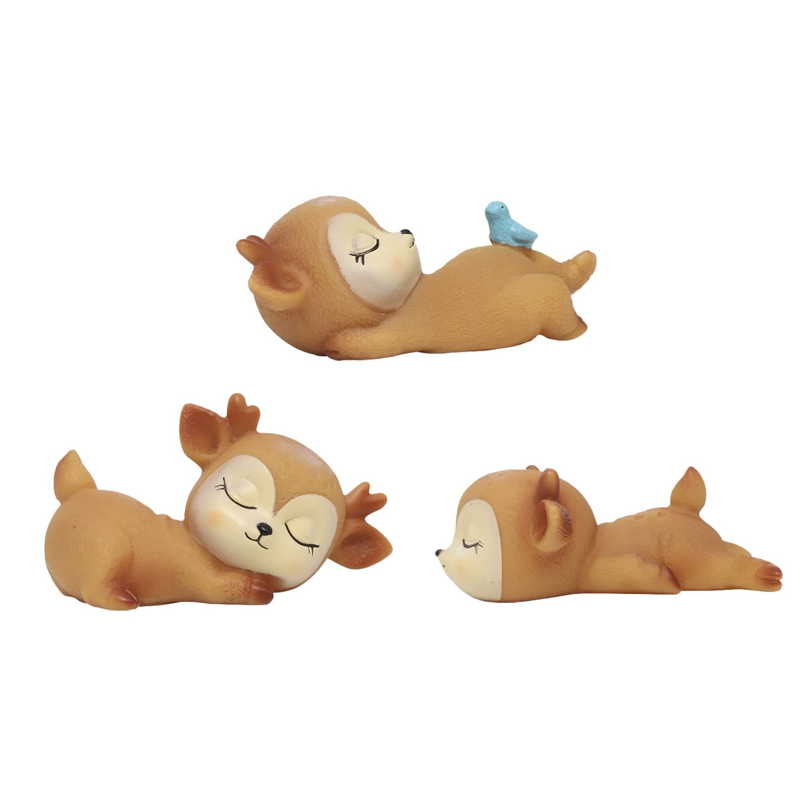 3 Pcs Baby Deer Figurines Cake Topper Cute Mini Fawns Woodland Animal Desktop Decoration Baby Shower Birthday Wedding Party Ornaments Decor