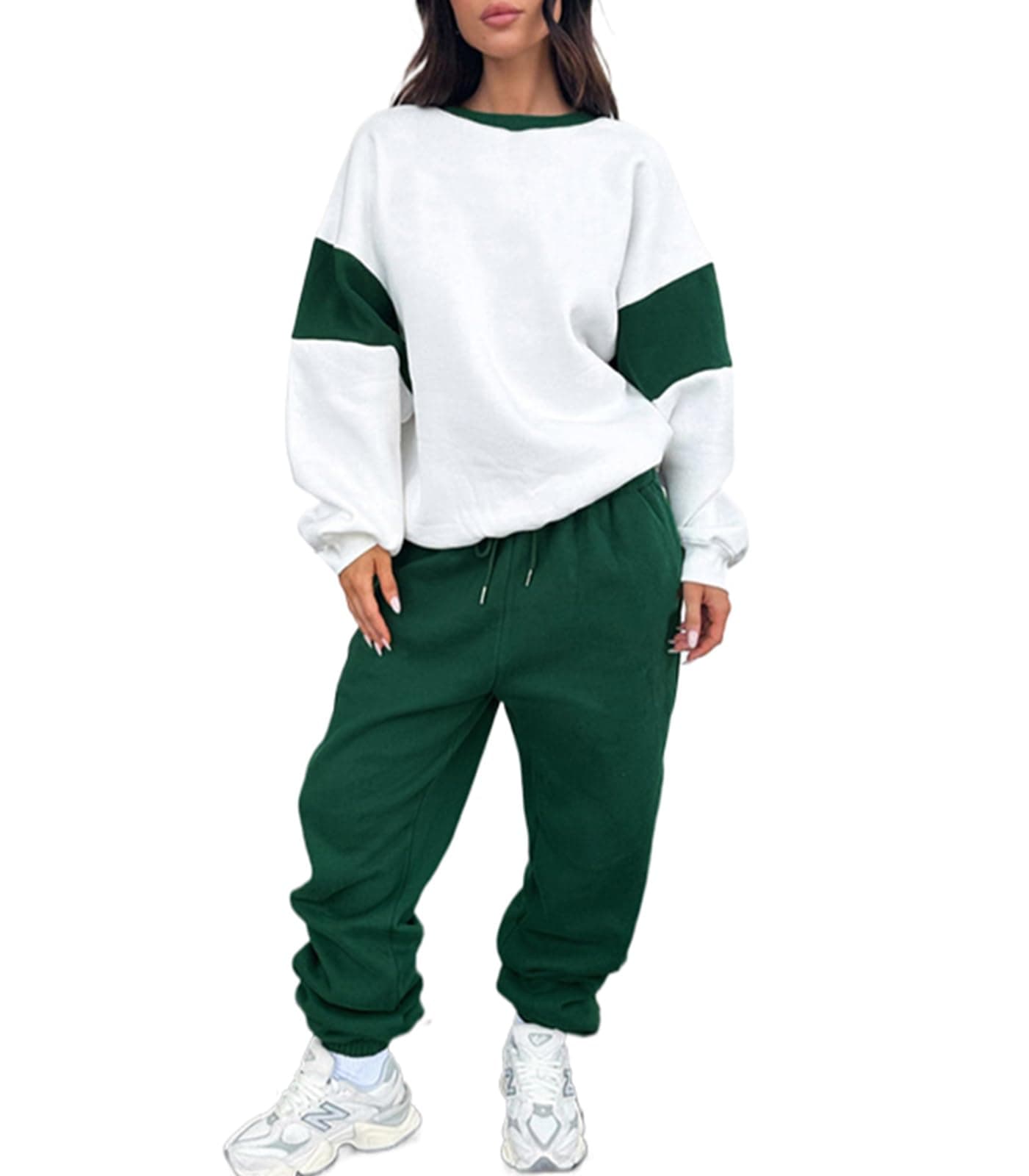 Angsuttc Sweatsuits for Women 2 Piece Jogger Sets Track Suit Cotton Pullover Top and Jogging Pants Outfits