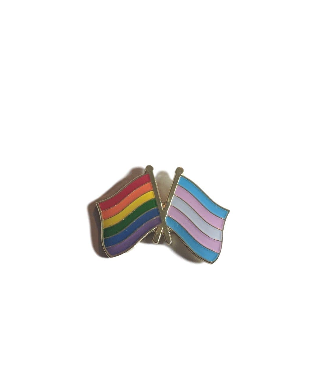 Transgender Rainbow Dual Flags Lapel Pin 1" x 3/4" LGBTQ Support