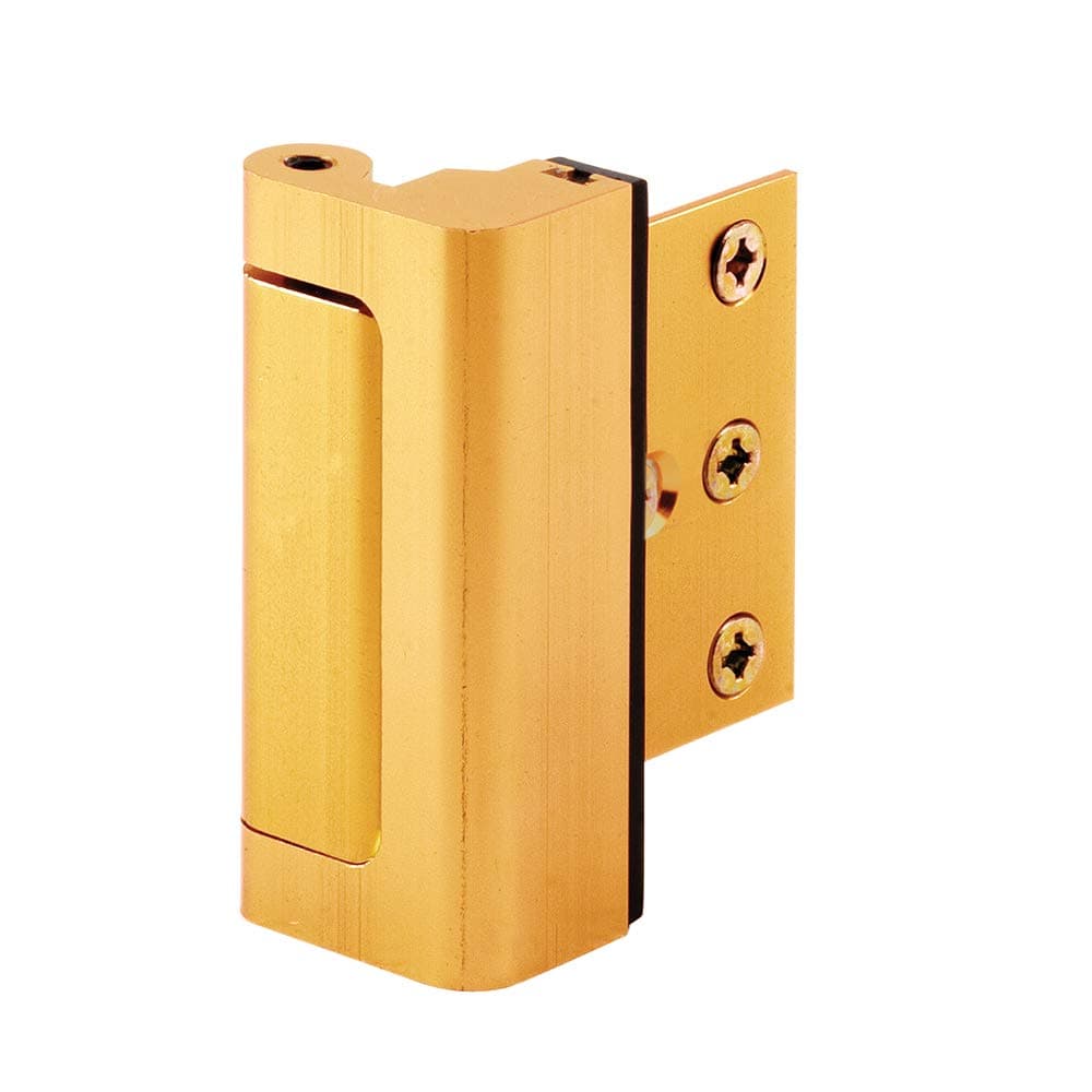 Defender Security Gold Anodized U 10826 Door Reinforcement Lock – Add Extra, High Security to Your Home and Prevent Unauthorized Entry – 3” Stop, Aluminum Construction Finish