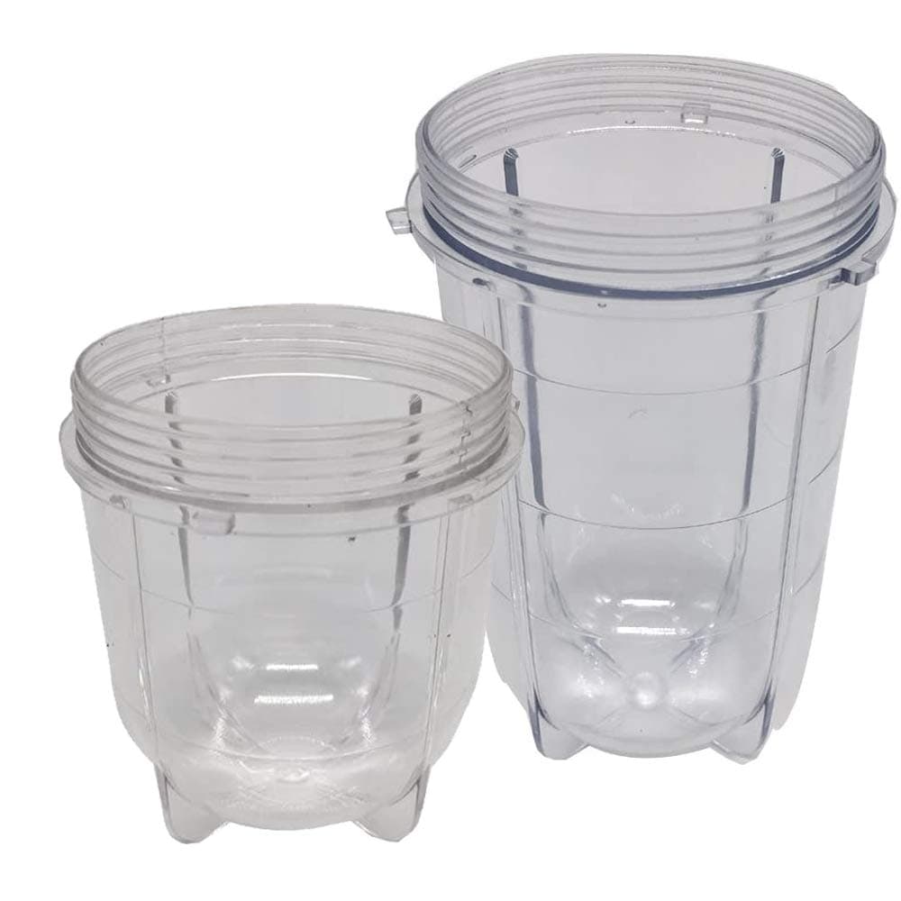 Replacement 16oz tall cup and 12oz short cups set for Magic bullet,MB1001/MB 1001B/MBR-1701 /MBR-1702 /MBR-1101 /MB-BX1770-02/MBR-030 Fits Original Magic Bullet Blender Juicer,e(1tall cup+1 short cup)