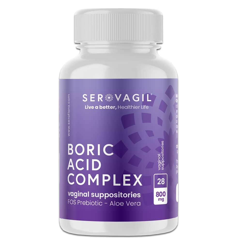 Boric Acid Vaginal Suppositories, 28 ct, with FOS-Prebiotic Aloe Vera