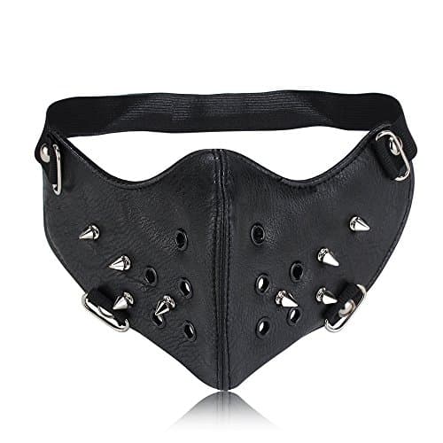 GeDuoYun Leather Rivet Half Face Steampunk Sports Protective Cosplay Motorcycle Biker Mask