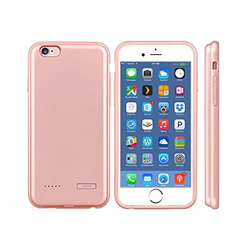 Extreme Lightweight Ultra Slim Iphone 6 Plus Charger Case , Iphone 6s Plus Battery Case , External Backup Power Battery Case Cover for Iphone Plus Super Touch Feel 3700mAh (Rose Golden for Plus)