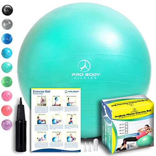 Exercise Ball - Professional Grade Anti-Burst Fitness, Balance Ball for Pilates, Yoga, Birthing, Stability Gym Workout Training and Physical Therapy