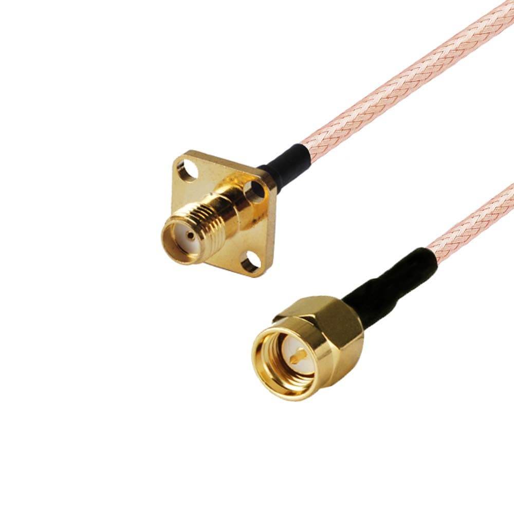 coaxial Cable SMA Female Jack to SMA Male Plug Pigtail Cable 4 Holes Flange Chassis Panel Mount RG316 /20cm WiFi Router (2 pcs) not Part of tv Cable Can't use TV
