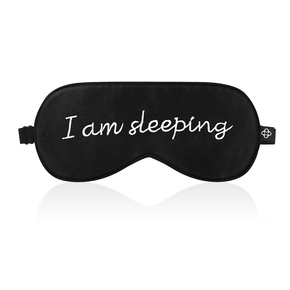 Natural Silk Filled Sleep Eye Mask for Sleeping Aids,with Ear Plugs and Carry Pouch,Lightweight & Comfortable & Adjustable,Super Soft for Men & Women Travel (I am sleeping)
