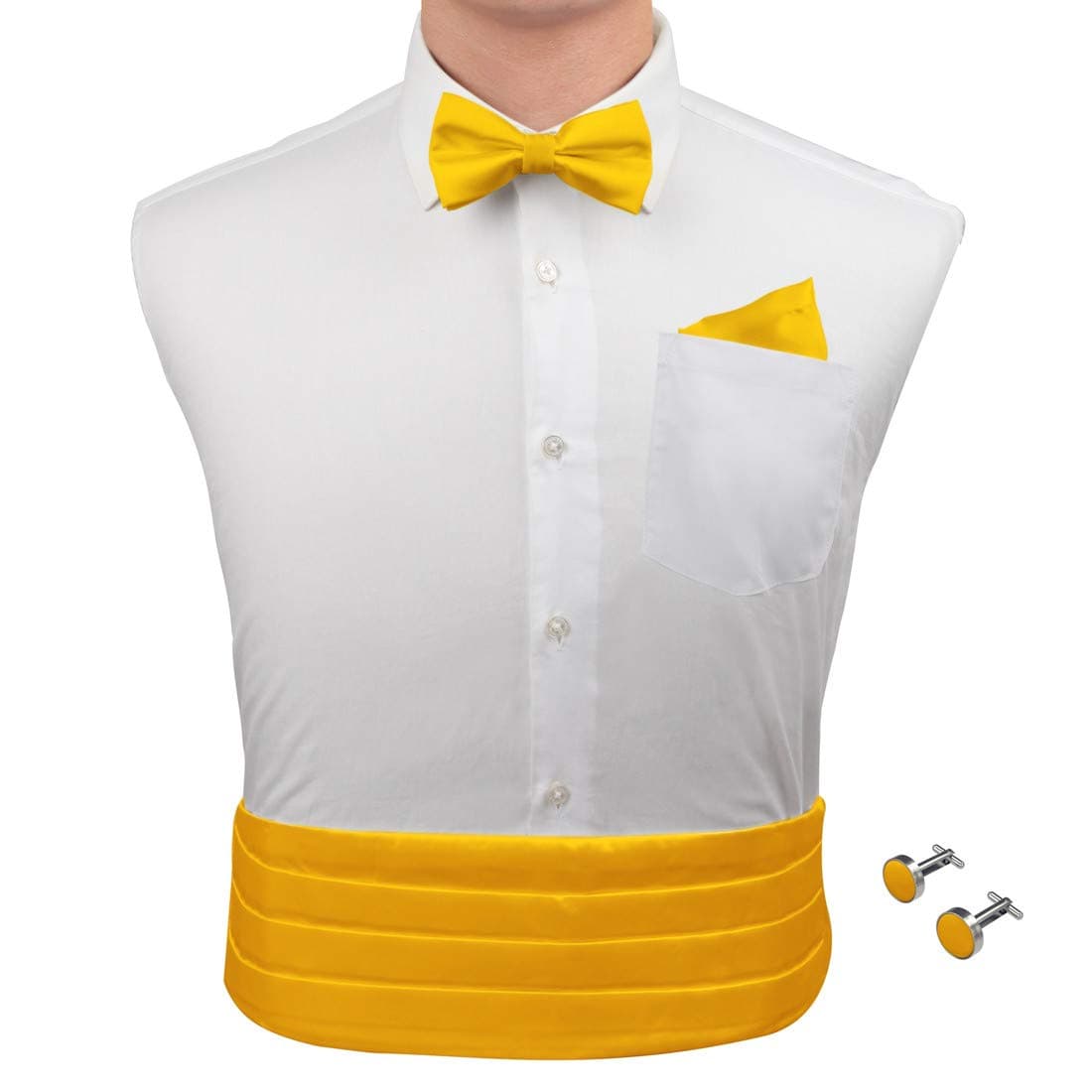 Epoint100% Silk Cummerbunds For Party Cummerbund Pocket Squares Cufflinks Set Clip-On Adjustable Franch Cuff Shirt