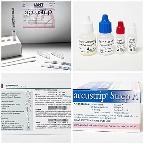 Accustrip Strep A (Strep Throat) Test Dipstick Strip Antigen Swab CLIA Waived - 25 Streptococcal A Tests Per Box by…