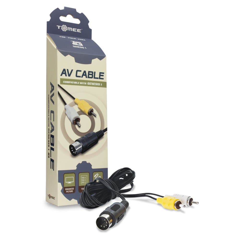 Tomee AV Cable for Sega Genesis Model 1 – High-Quality Composite Video & Audio Connection for Classic Gaming Consoles