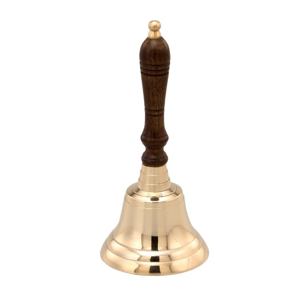 India Overseas Trading Corp Brass Hand Bell Wedding Bells, Dinner Bell, School Bell 9"