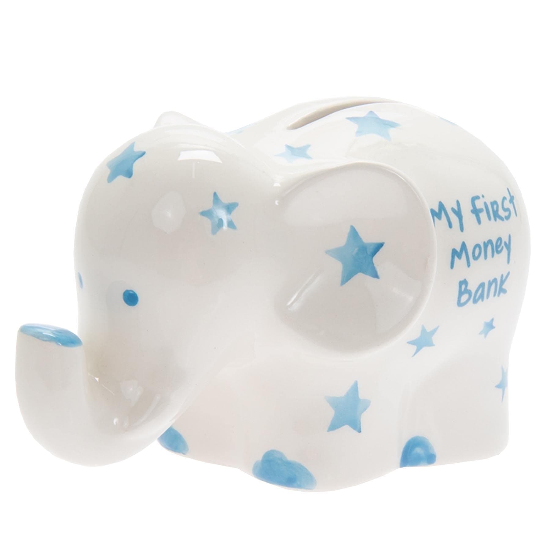 L & P Home & Gifts My First Elephant Bank, White/Blue, One Size