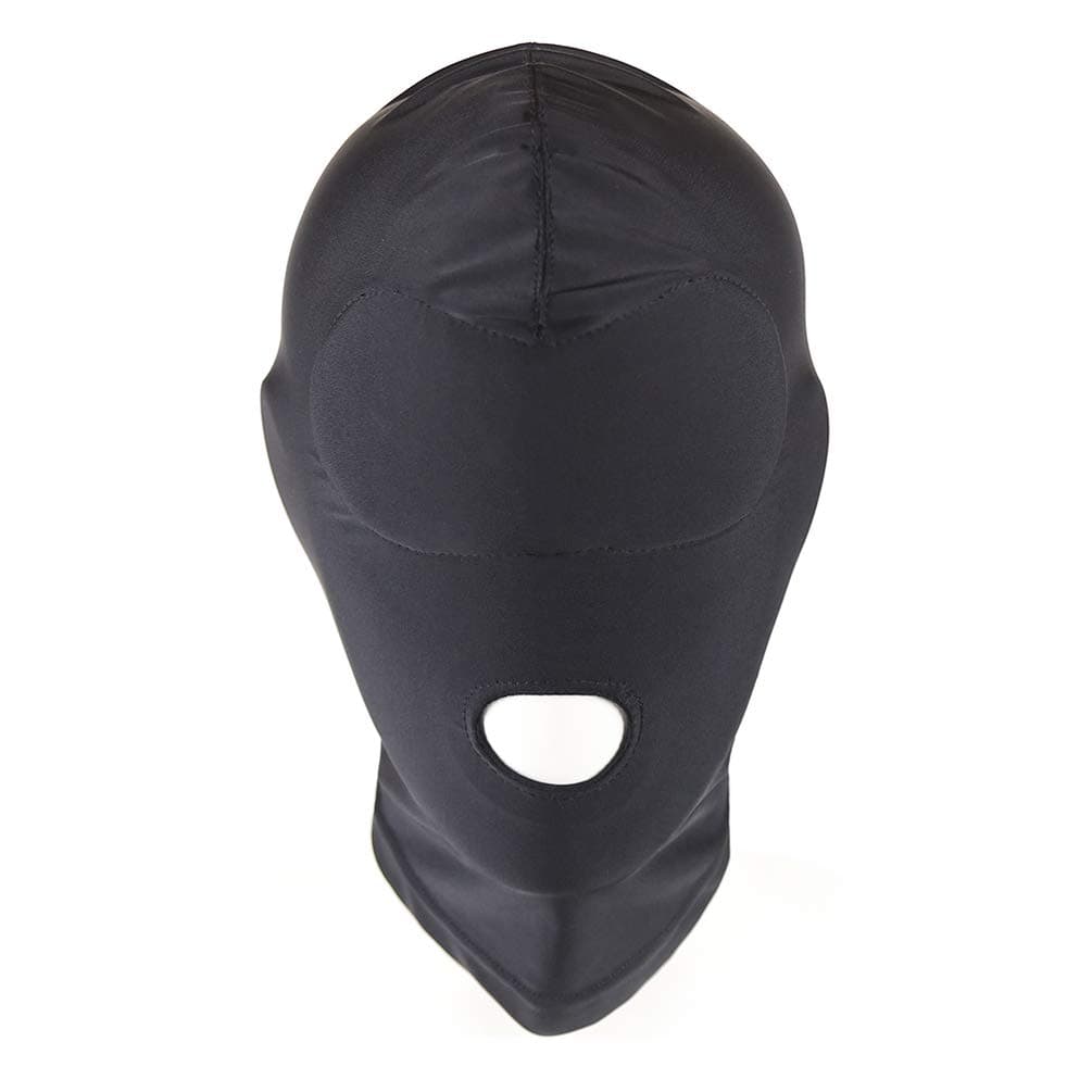 Full Cover Zentai Hood Mask Elastic Black Breathable Open Mouth Face Cover Eye Thick Sponge Cushion