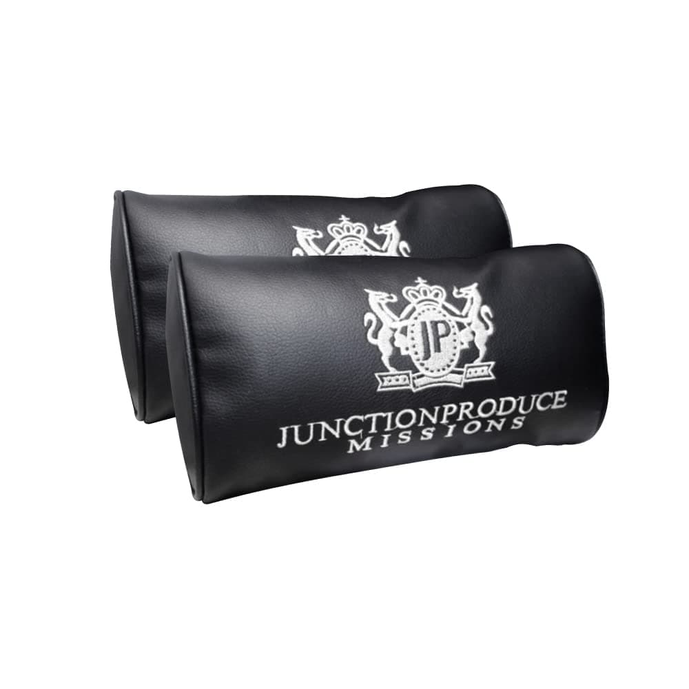 JP JUNCTION PRODUCE VIP Black Leather Car Neck Pillow Headrest 2PCS