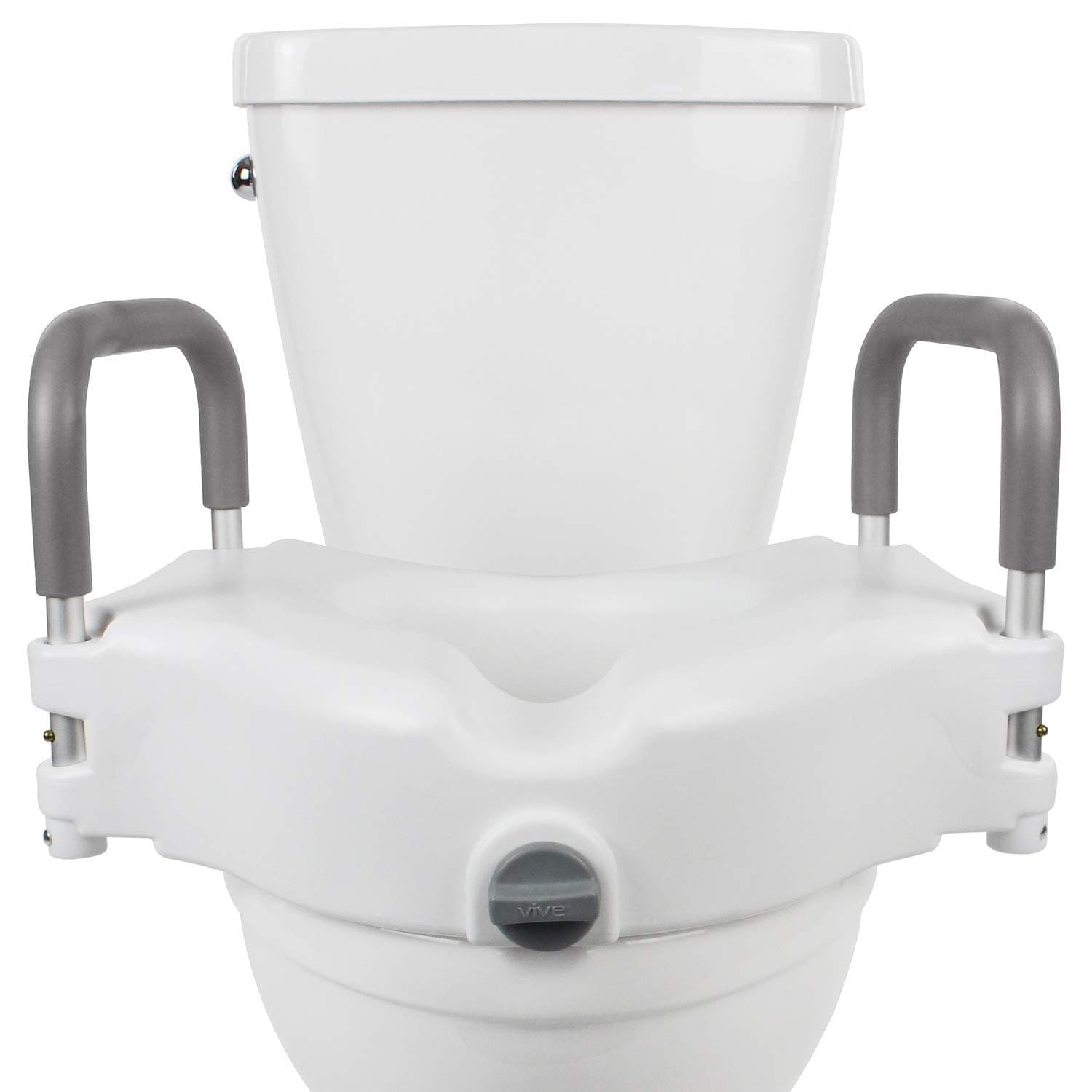 Vive Raised Toilet Seat - 5" Portable, Elevated Riser with Padded Handles - Elongated and Standard Fit Commode Lifter - Bathroom Safety Extender Assists Disabled, Elderly, Seniors, Handicapped