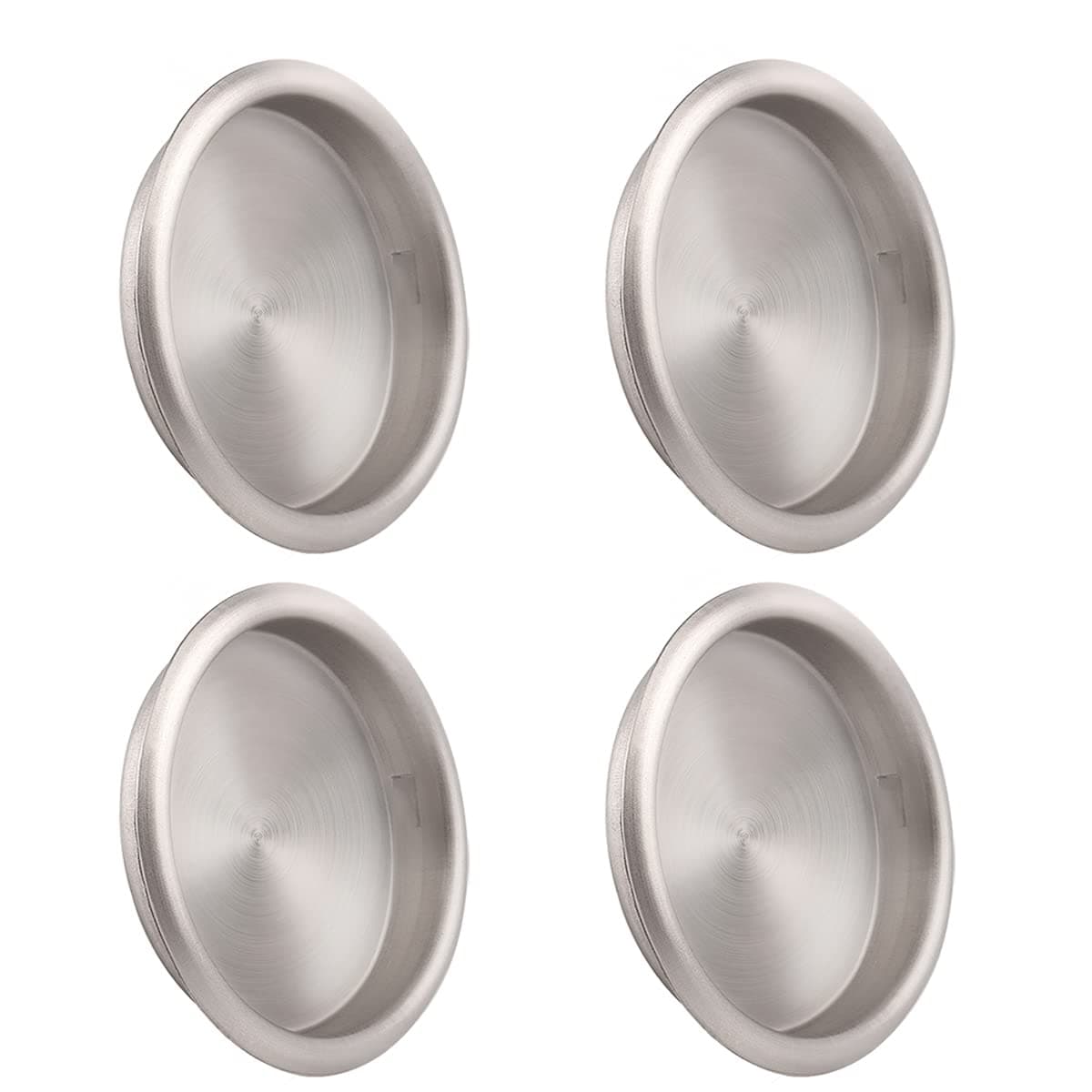 HOMOTEK 4 Pack Closet Door Finger Pull 2-1/16”, Easy Snap in Installation, Satin Nickel Finish,Fits a 5/16”Depth x 2-1/16" Diameter Opening Hole