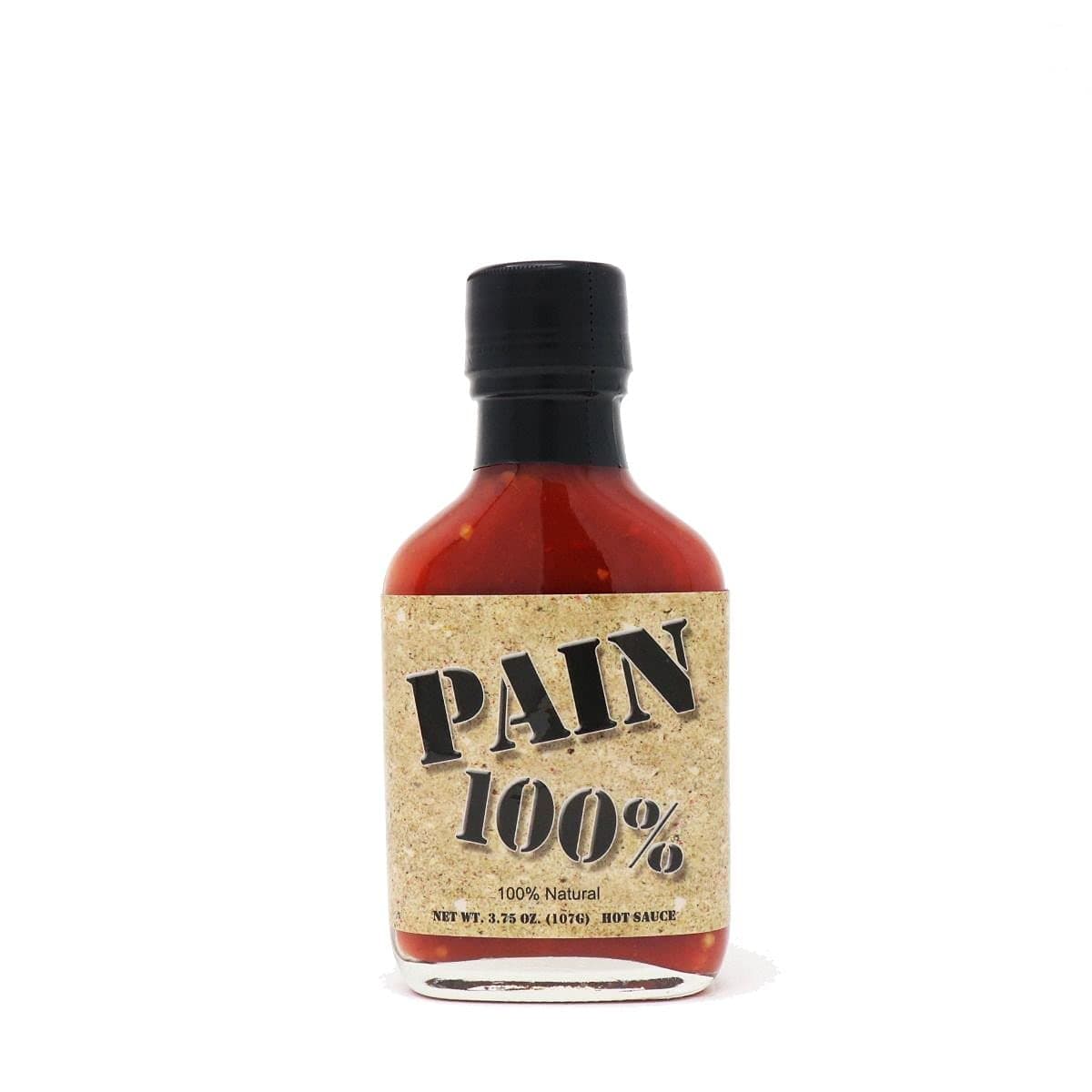 Pain 100% - Organic Hot Sauce - 3.75oz Bottle - 250,000-1,000,000 Scovilles - Made in Kansas, USA. Made with Habanero Peppers - 100% Natural Ingredients