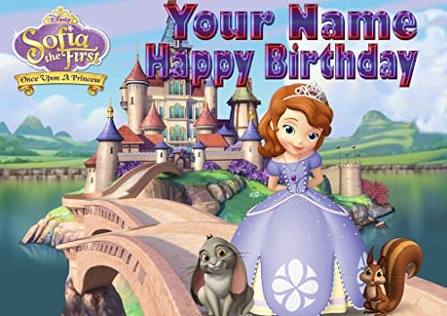 Princess Sofia 10 x 8 Inch Personalised Edible Cake Topper Decoration - Printed on HD Icing / Frosting Sheet