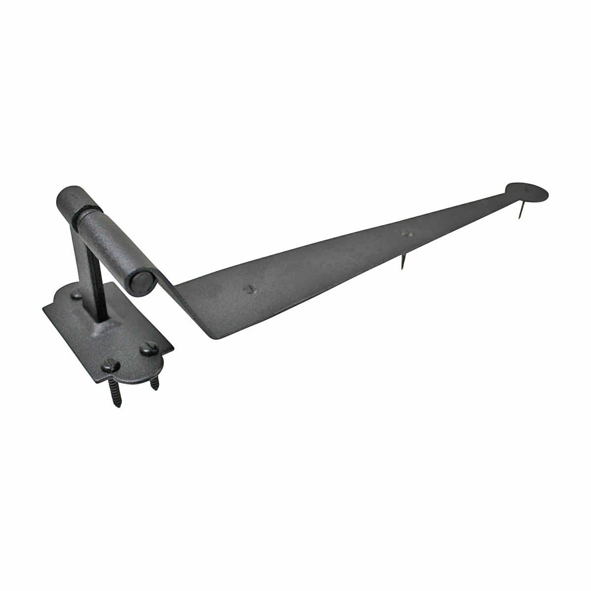 Renovators Supply Manufacturing Offset Lift Off Pintle Strap Hinge 11-3/4 in. Black Wrought Iron Pintle Strap Gate and Door Hinges with Hardware