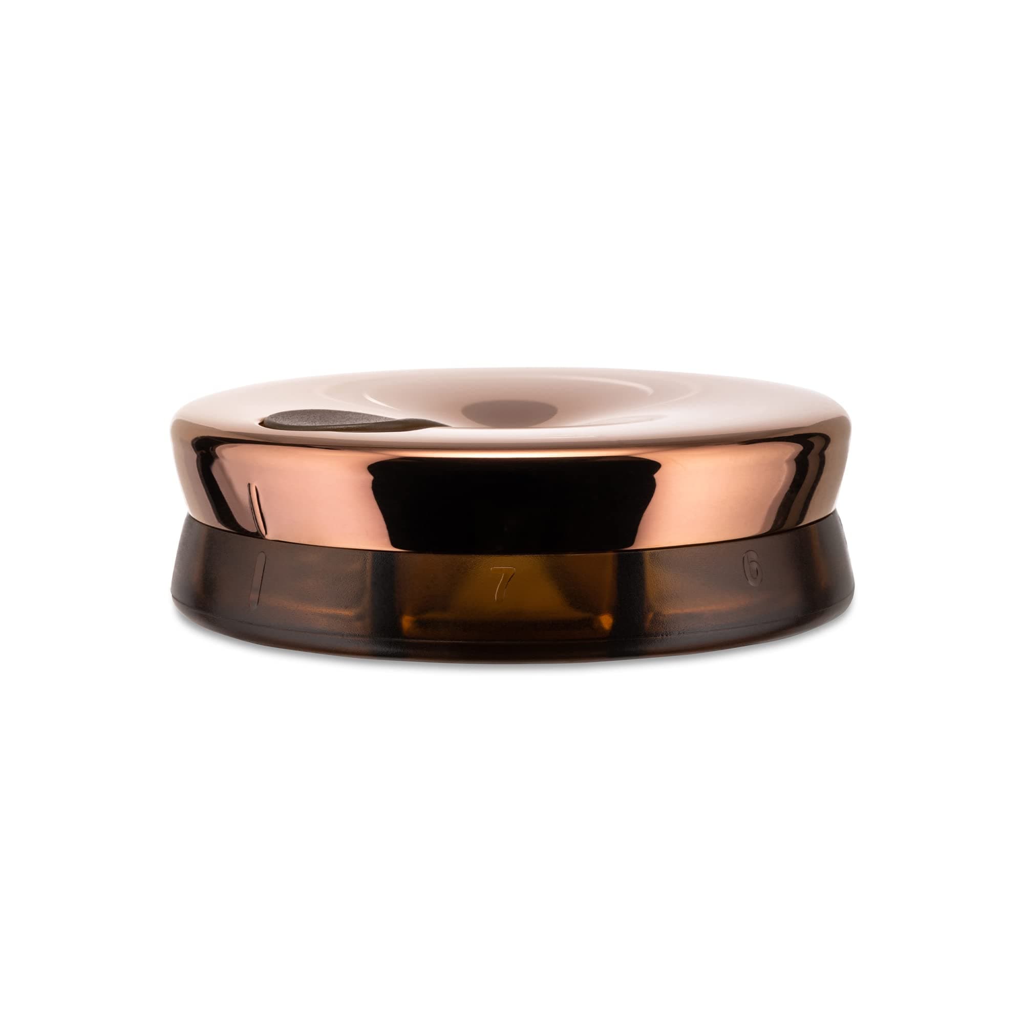 Alessi BM08 BR YoYo Pill Box in 18/10 Stainless Steel with PVD Coating, Golden Pink and thermoplastic Resin, Brown.