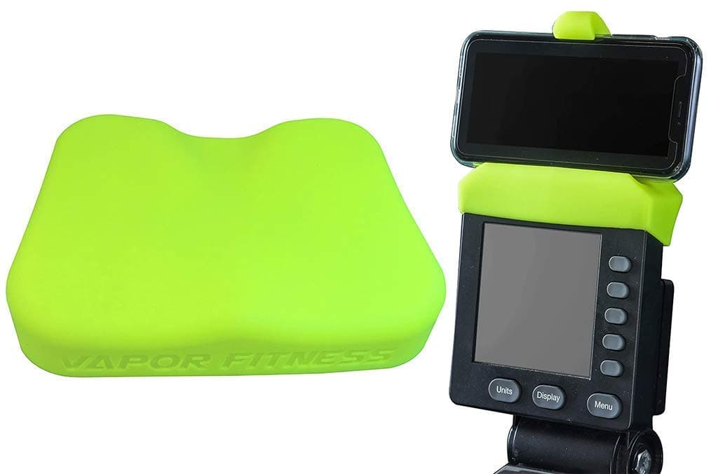 Yellow Phone Holder and Silicone Seat Cover Combo Designed for The Concept 2 Rowing Machine and PM5 Monitor