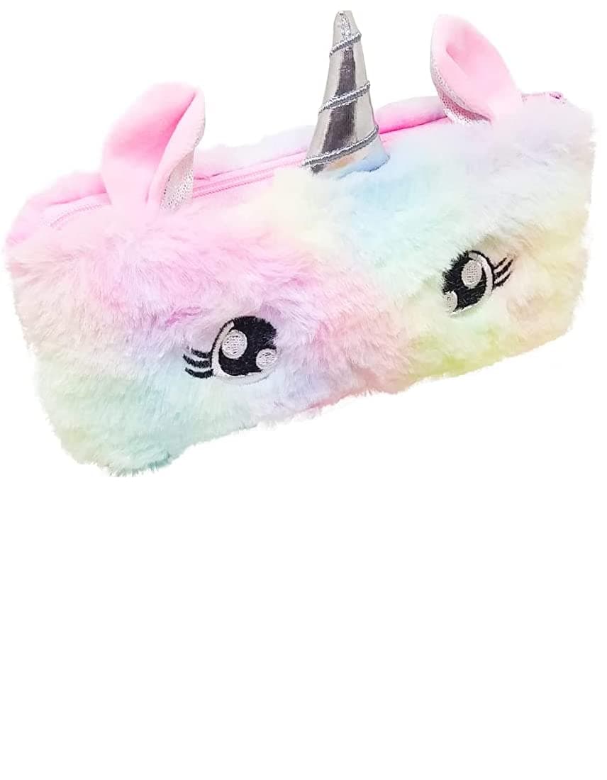 PARTEET Unicorn Fur Pouch For Stationery And Make Up Accessories - White