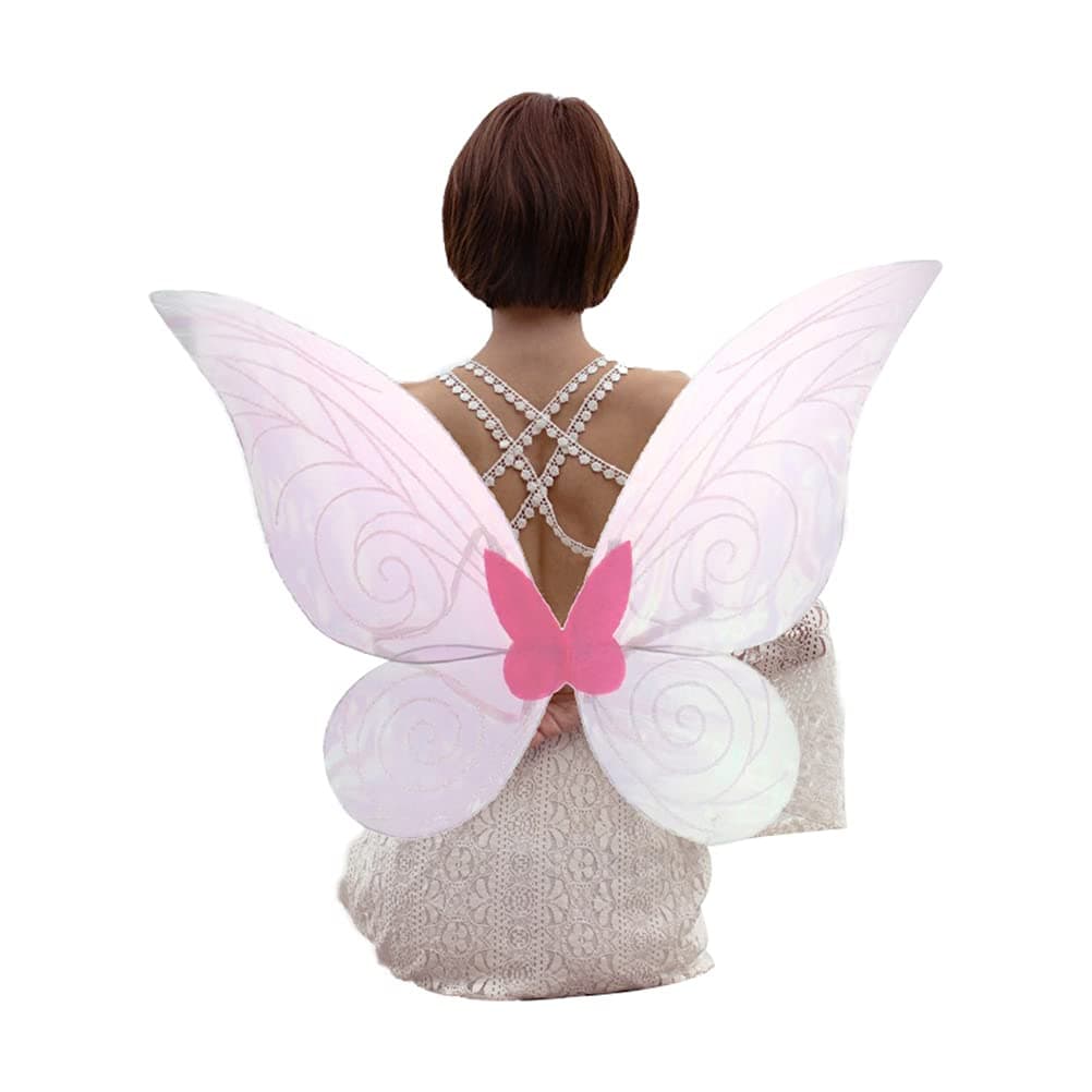 LotCow Funny Adult Kids Shiny Butterfly Fairy Wings, Can be Color Changing, Glitter Designs and Rubber Band in Back for Fancy Dress, Dance, Cosplay, Christmas, Flower Girl, Birthday Party 26.7 * 24in