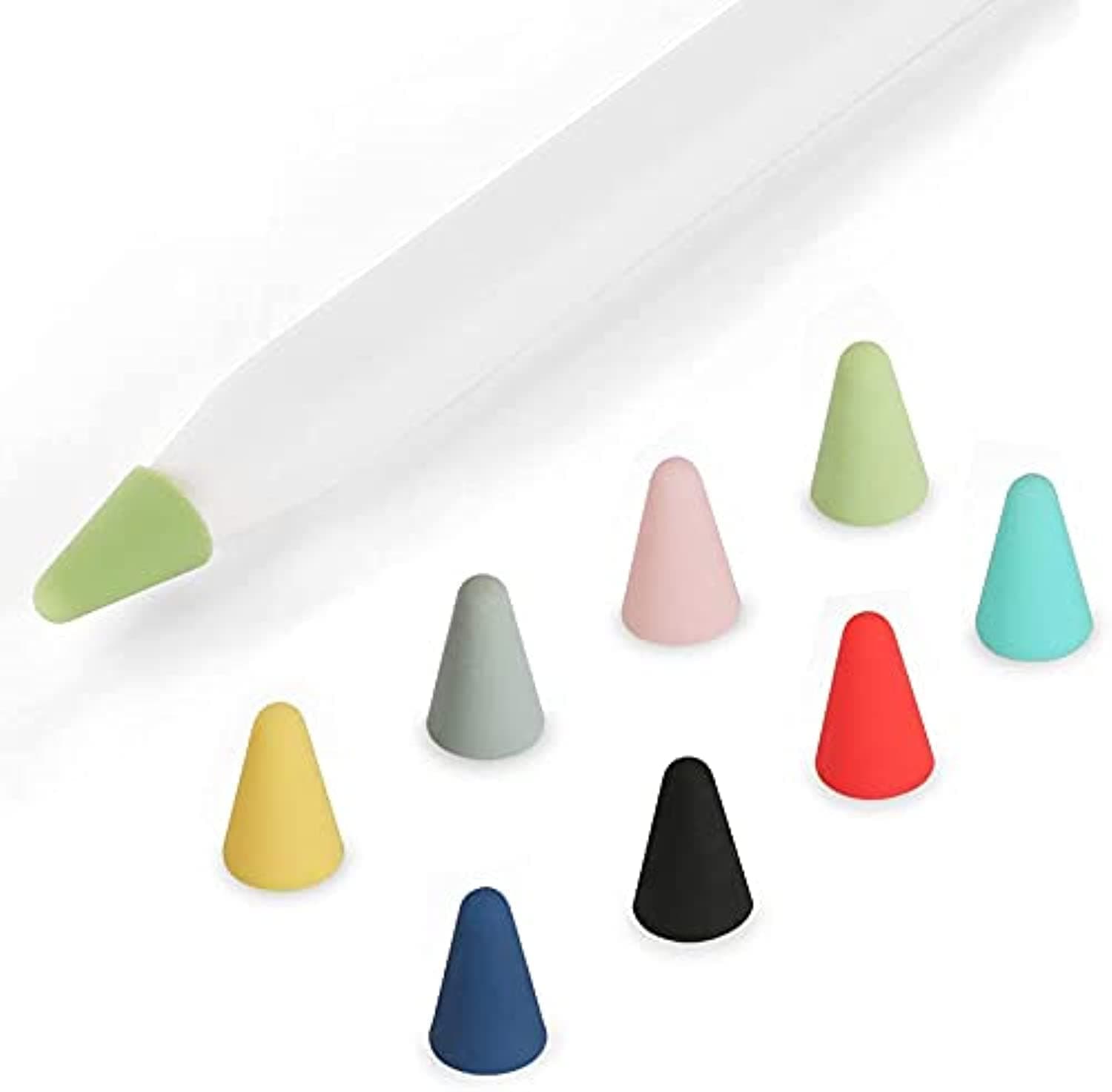 Silicone Nibs Caps Accessories, Noiseless Anti-Slip Protective Cover Pencil Tips Compatible with Apple Pencil 1st and 2nd Generation, (8 Colors, 8 Pcs)
