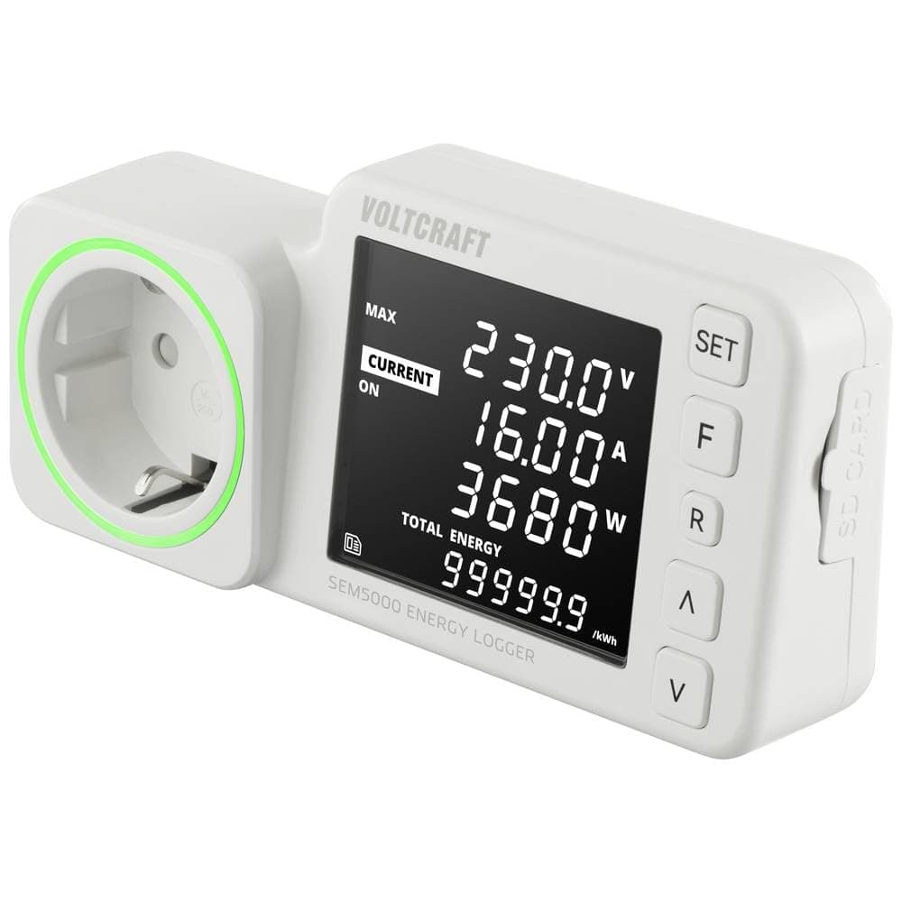 VOLTCRAFT SEM5000 Energy Cost Meter Cost Forecast, Alarm Function, Adjustable Current Tariff, Data Logger Function