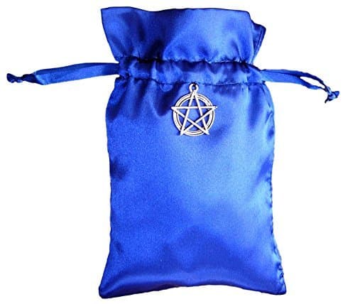 Quixotic Creations Tarot Rune Gift Bag with Pentagram Charm, Royal Blue Satin, 5" X 8"