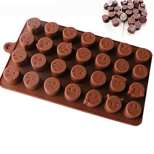 Cake Decor Silicon 28 Cavity Smiley Faces Brown Chocolate Mould, Ice Mould, Chocolate Decorating Mould