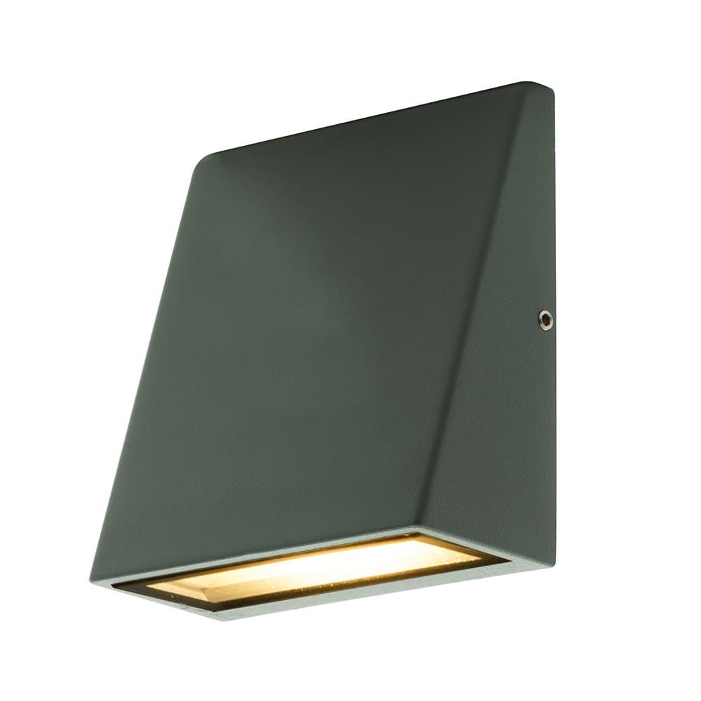 Luceco Outdoor Wedge LED Wall Light with Slimline Design, Decorative Exterior Lighting for Porches, Driveways and Gardens, Grey Slate, IP54, 3.2W, 120lm, 3000K, LEXD3WDG3