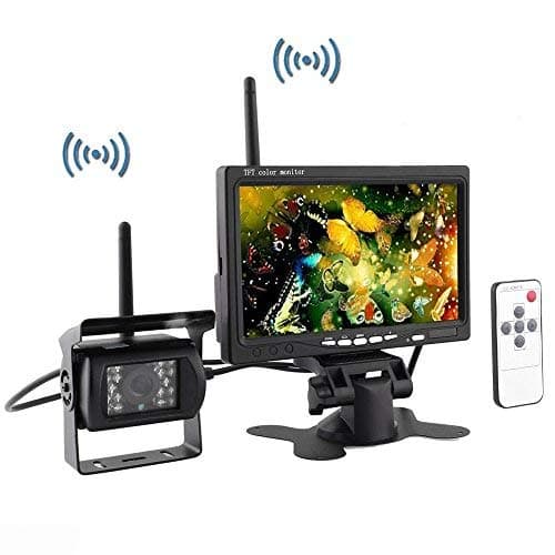 Wireless Backup Camera Kit Night Vision Waterproof 7" HD TFT LCD Color Monitor Rear View Car Reversing Camera for Trucks Vans SUV RV Bus Trailer Cars