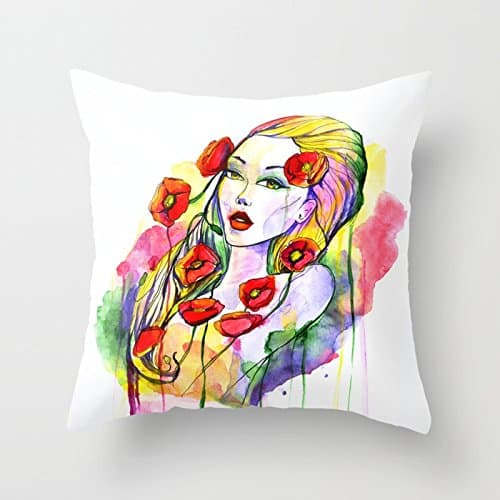 Waterolor beautful girl Pillowcase by Alena Stoyko beauty 1818inches