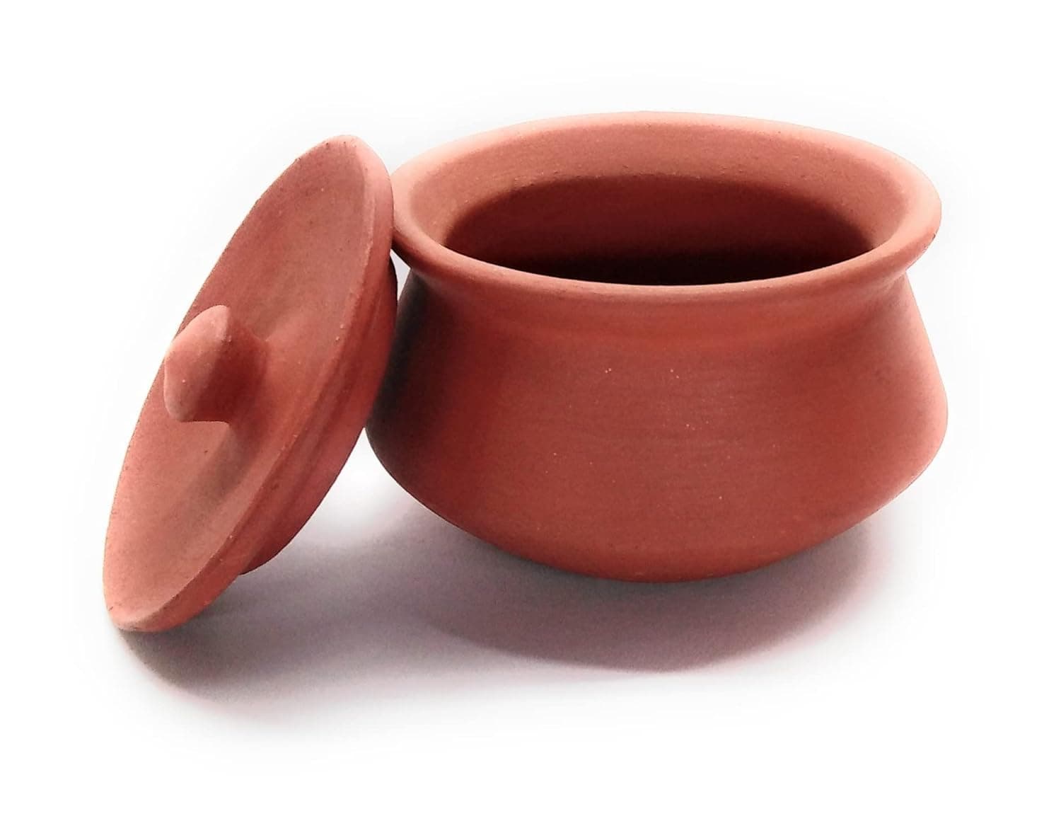 | Terracotta Clay Mini Pot with Lid for Curd, Yogurt Bowl | Small Mitti Dahi Handi, Earthenware, Brown (300 ML)